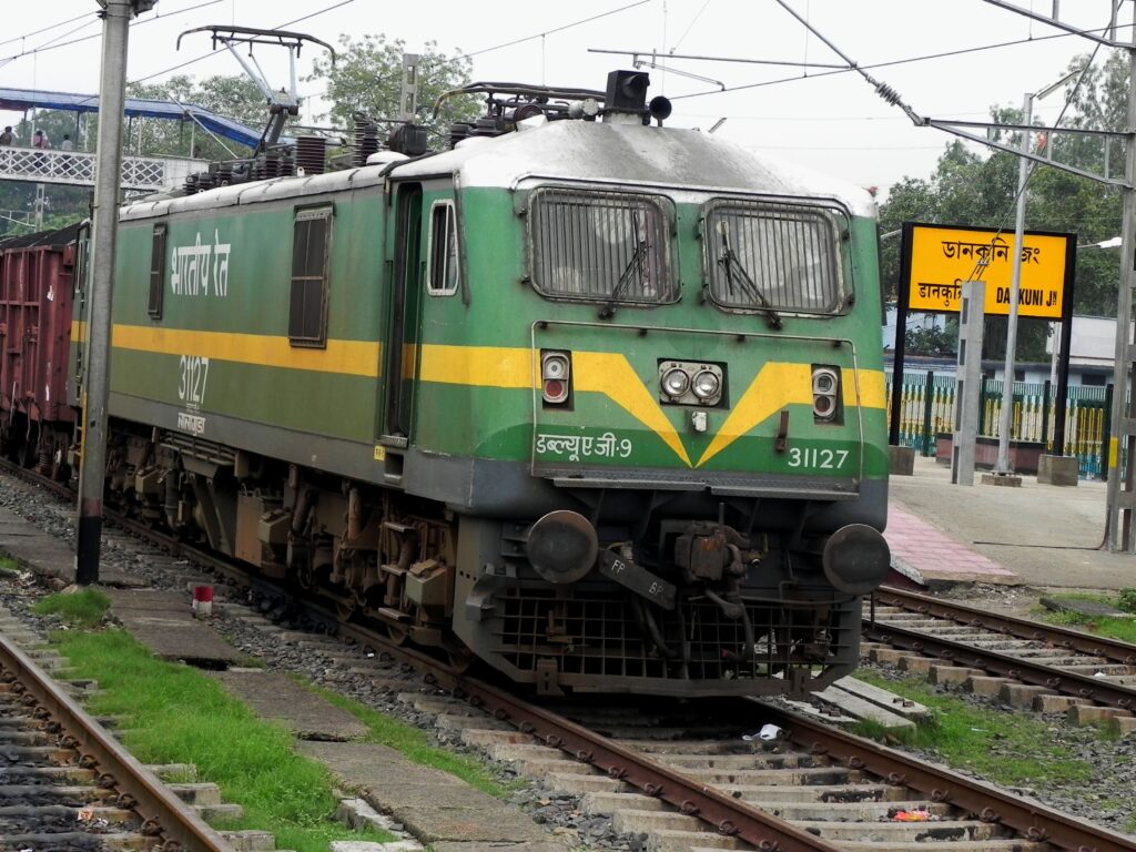 Indian Railways WAG-9 electric freight locomotive at Dankuni Junction station